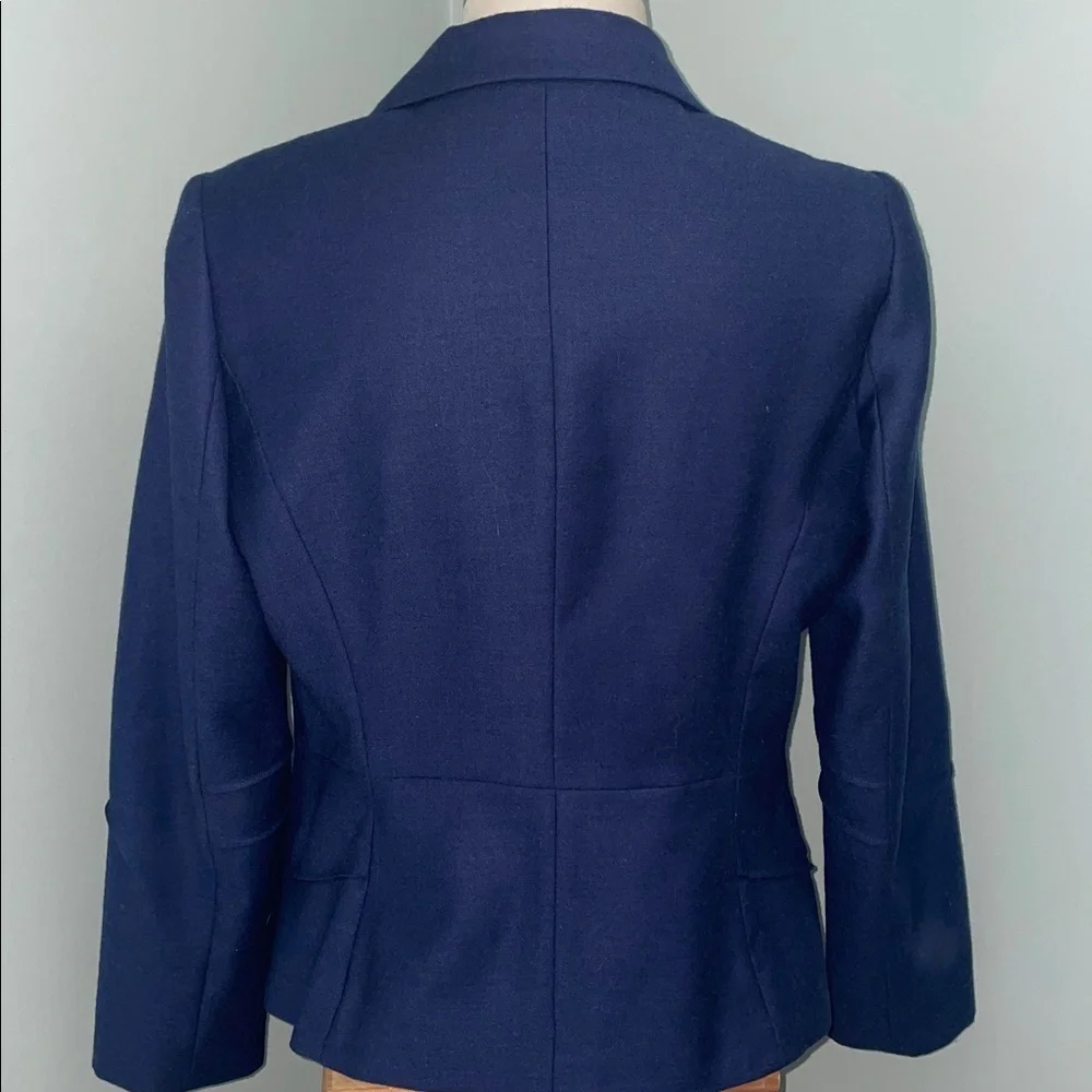 J G Hook Vintage Wool Lined Navy Blue Women's Blazer. Size 12. Tailored Waist.